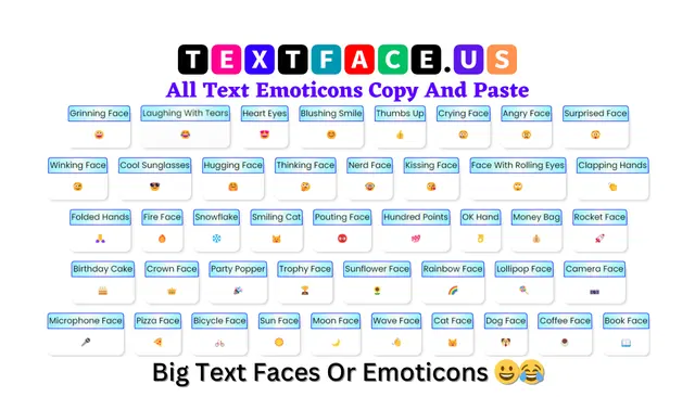 Big Text Faces or Emoticons 😀😂