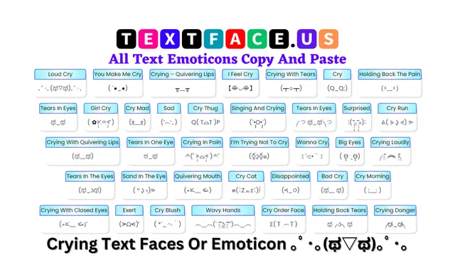 Crying Text Faces Or Emoticon ｡ﾟ･｡(ಥ▽ಥ)｡ﾟ･｡