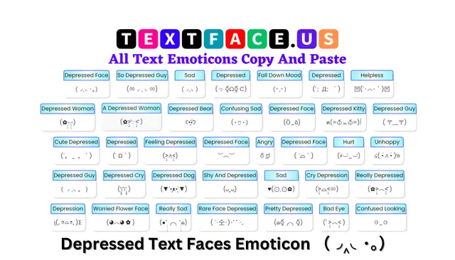 Depressed Text Faces Emoticon （◞‸◟･｡）