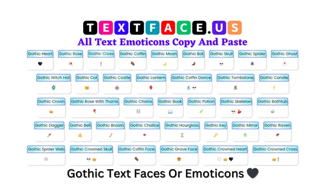 Gothic Text Faces Or Emoticons 🖤