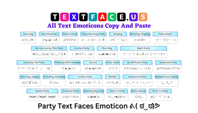 Party Text Faces Emoticon ᕕ( ಠ‿ಠ)ᕗ